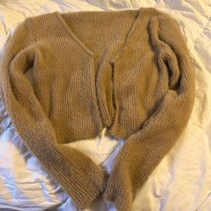 soft brown teddy long sleeved cardigan